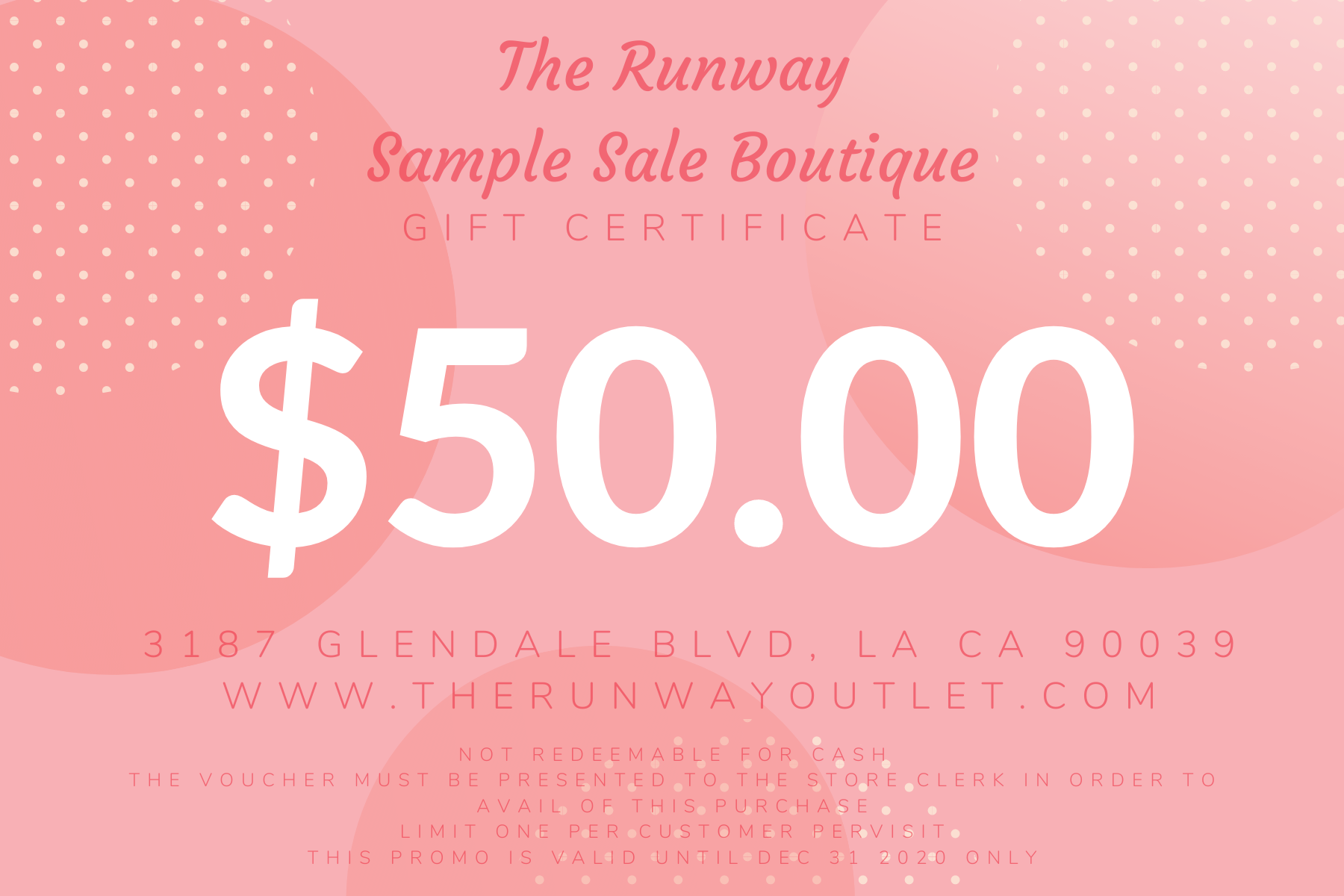 $50 Gift Certificate – The Runway Outlet