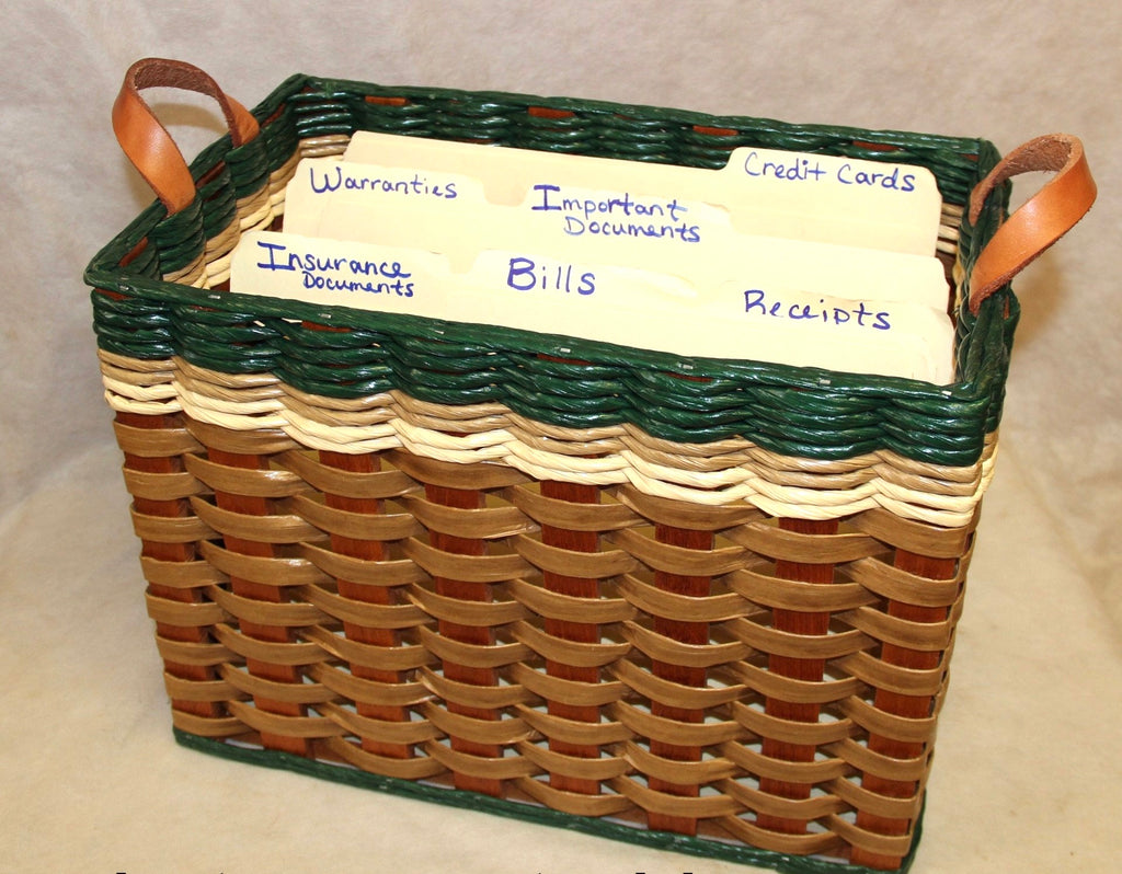 Newspaper basket w/leather handles – Foxcreek Baskets