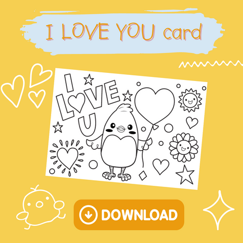 Love coloring card to download