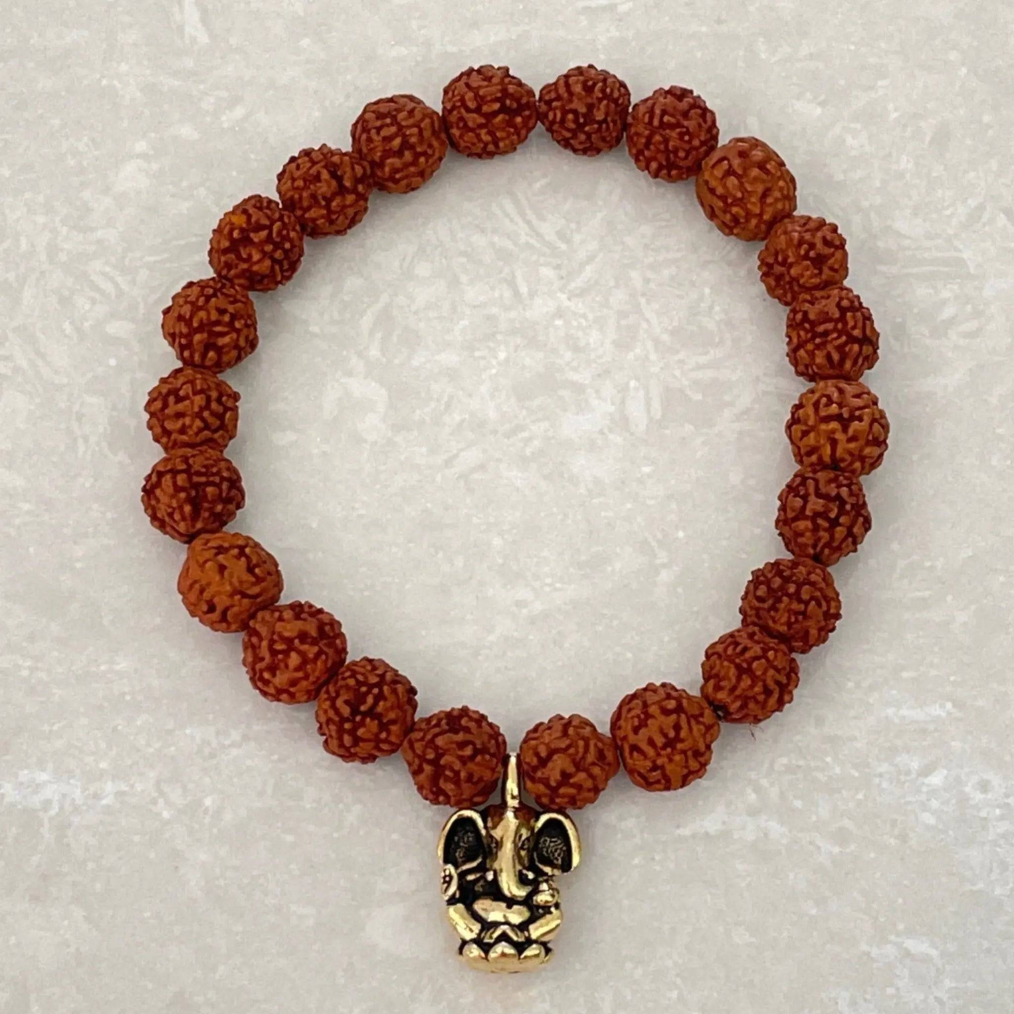 Devotion mala bracelet of Rudraksha mala beads and Carnelian