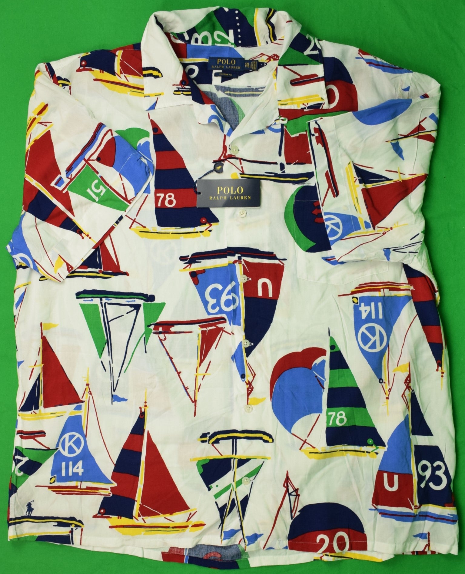 wapenkamer vooroordeel Mechanica Polo Ralph Lauren Sailboat Nautical Print S/S Camp Shirt" Sz: XXL (Ne