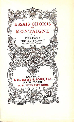 Essais Choisis De Montaigne 1911