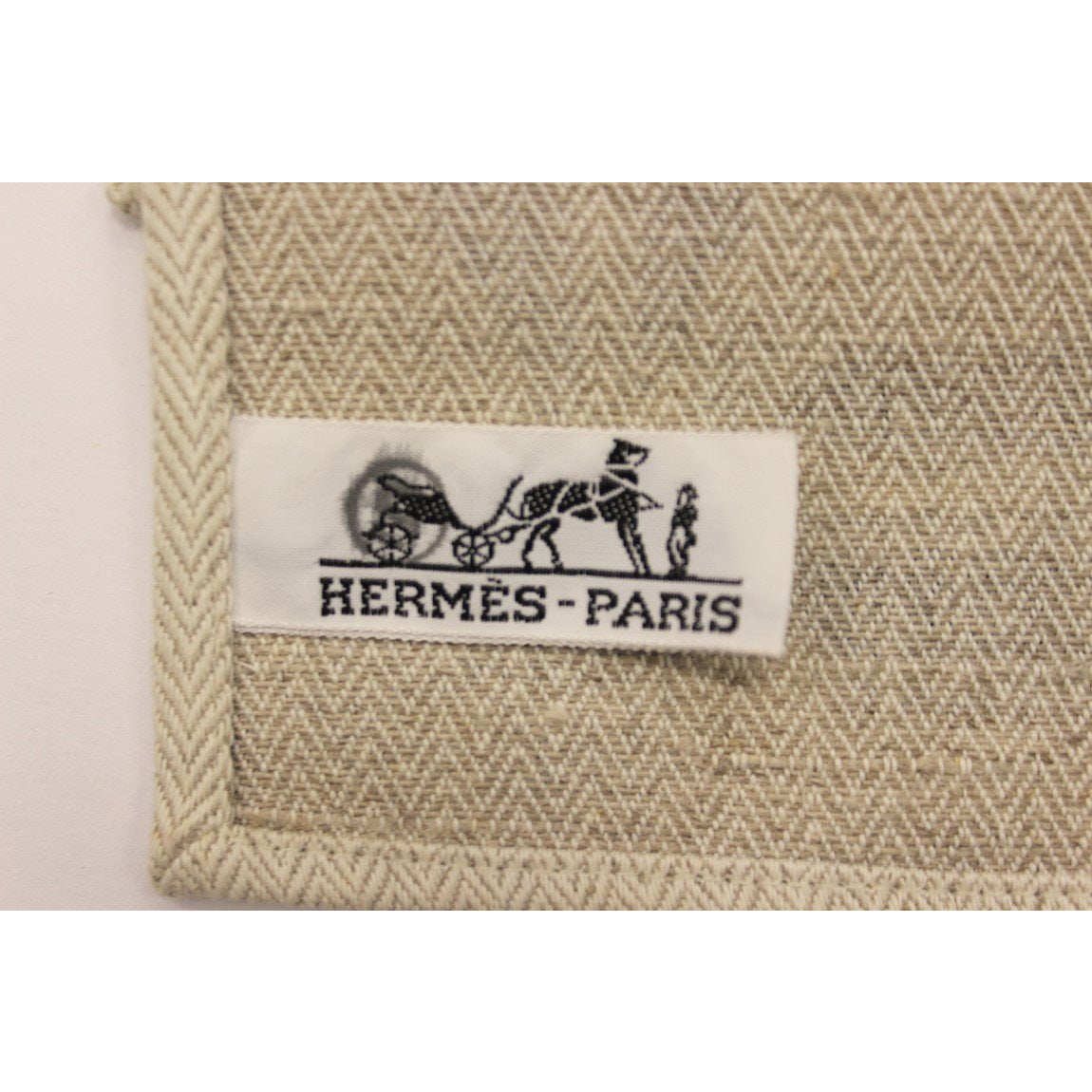 Pair of Hermes Paris Cotton Twill Surcingle Stripe Horse Belt Table Ma