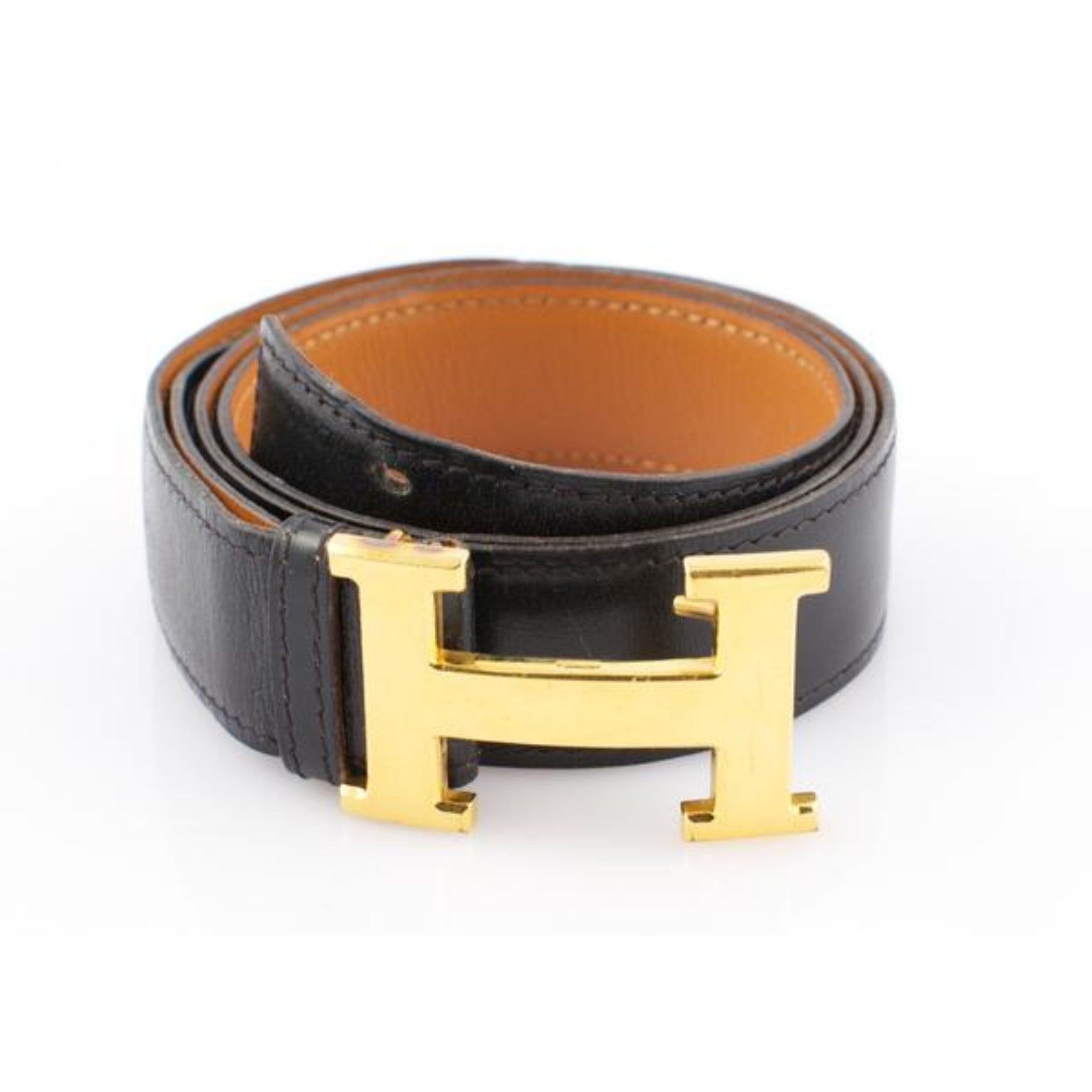 Hermes of Paris 'H' Brass Buckle Belt'