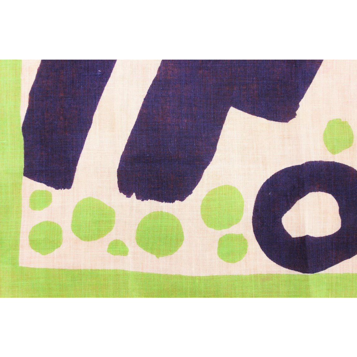 'Givenchy Abstract Lime & Navy Print Linen Pocket Square'