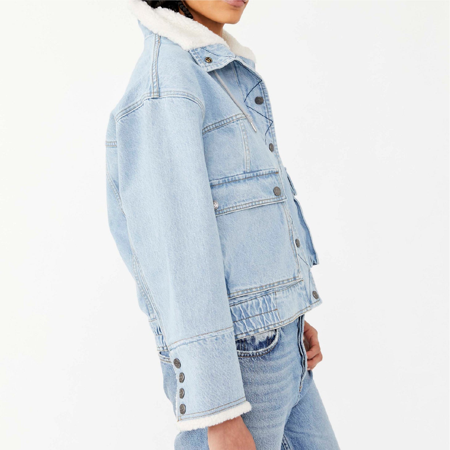 Ariel Cozy Denim Bomber Jacket