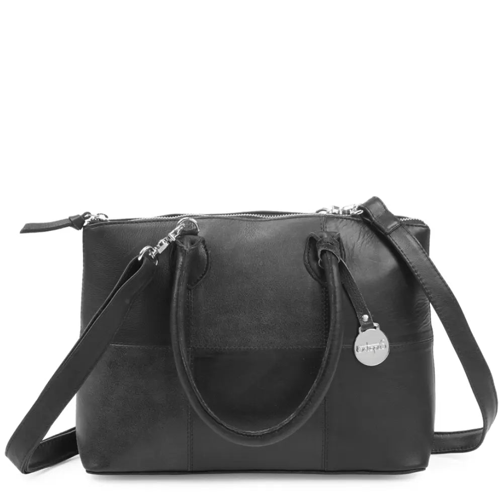 Billede af Style Nauru i sort/mørkegråt læder. Stor, elegant og klassisk håndtaske. Skulderrem medfølger til skulder el. crossbody