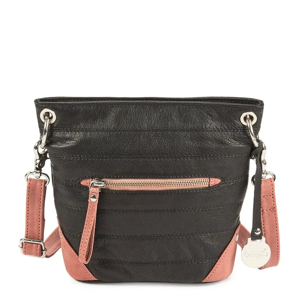 Billede af Style Calcutta skuldertaske i sort/cognac. Skøn mellemstor crossbody i kvalitetslæder