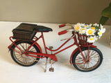 Decorative Small  9 in. W. Metal Bicycle with Flowers in Basket -Gift Idea