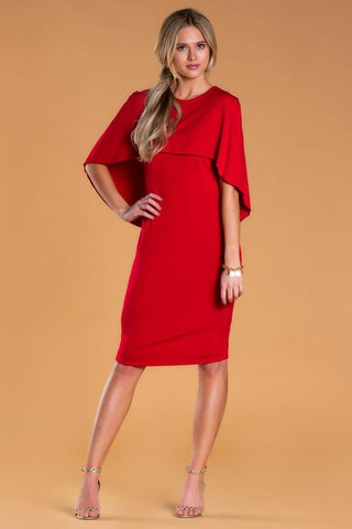 Brigitte Brianna Cape Dress in Red