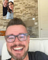 Jason and Brigitte Shamy on a FaceTime call with Dave Hollis