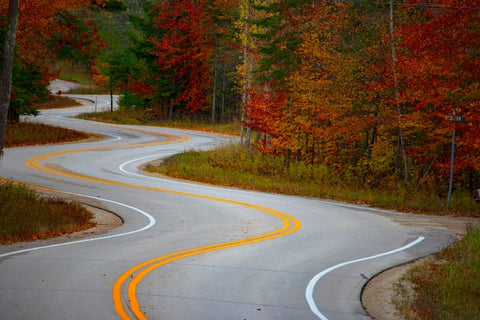 Winding paved road