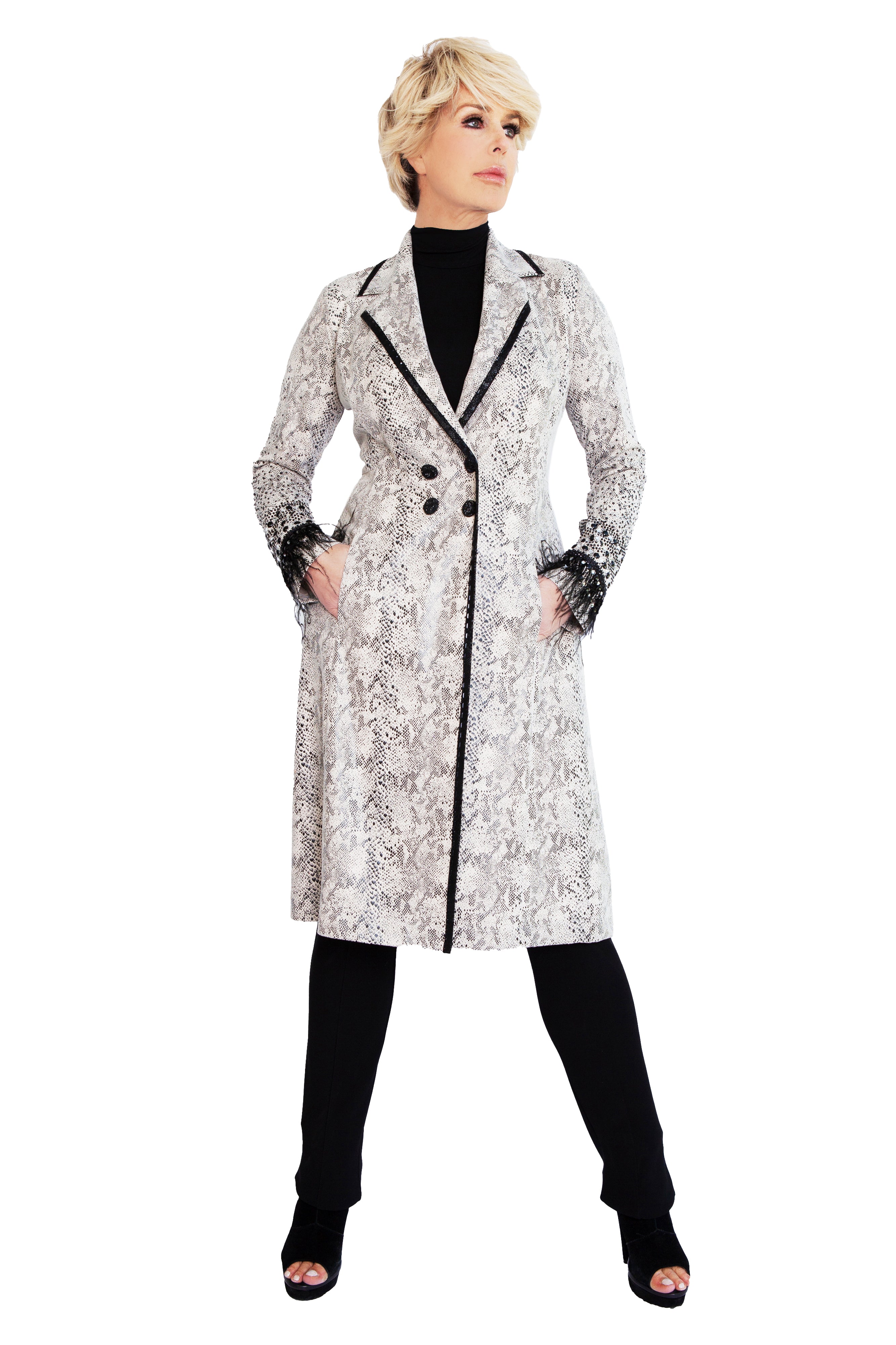 Jeweled Snake Feather Duster Coat - W9500901