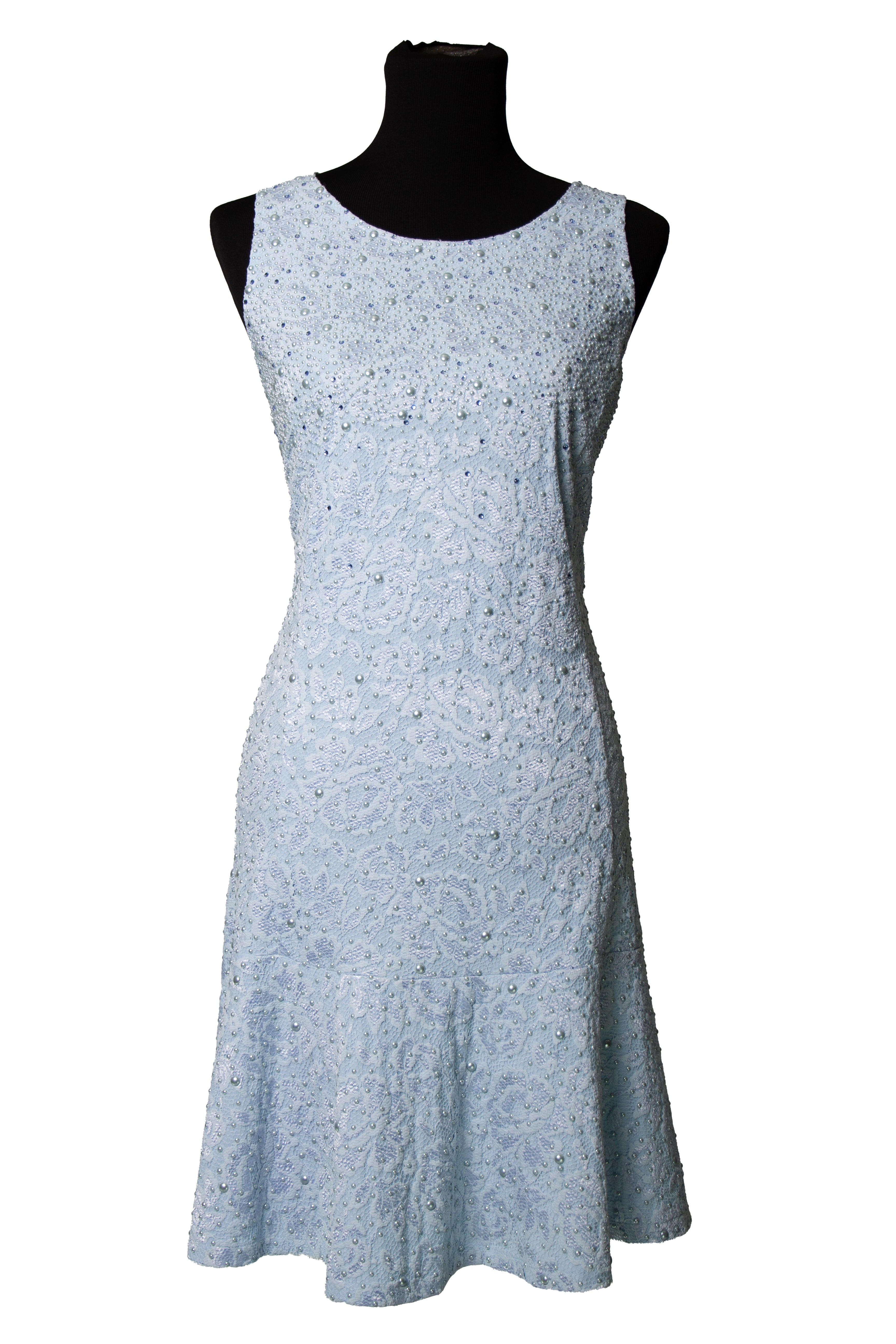 Lace Pearl Flounce Dress - W142P024
