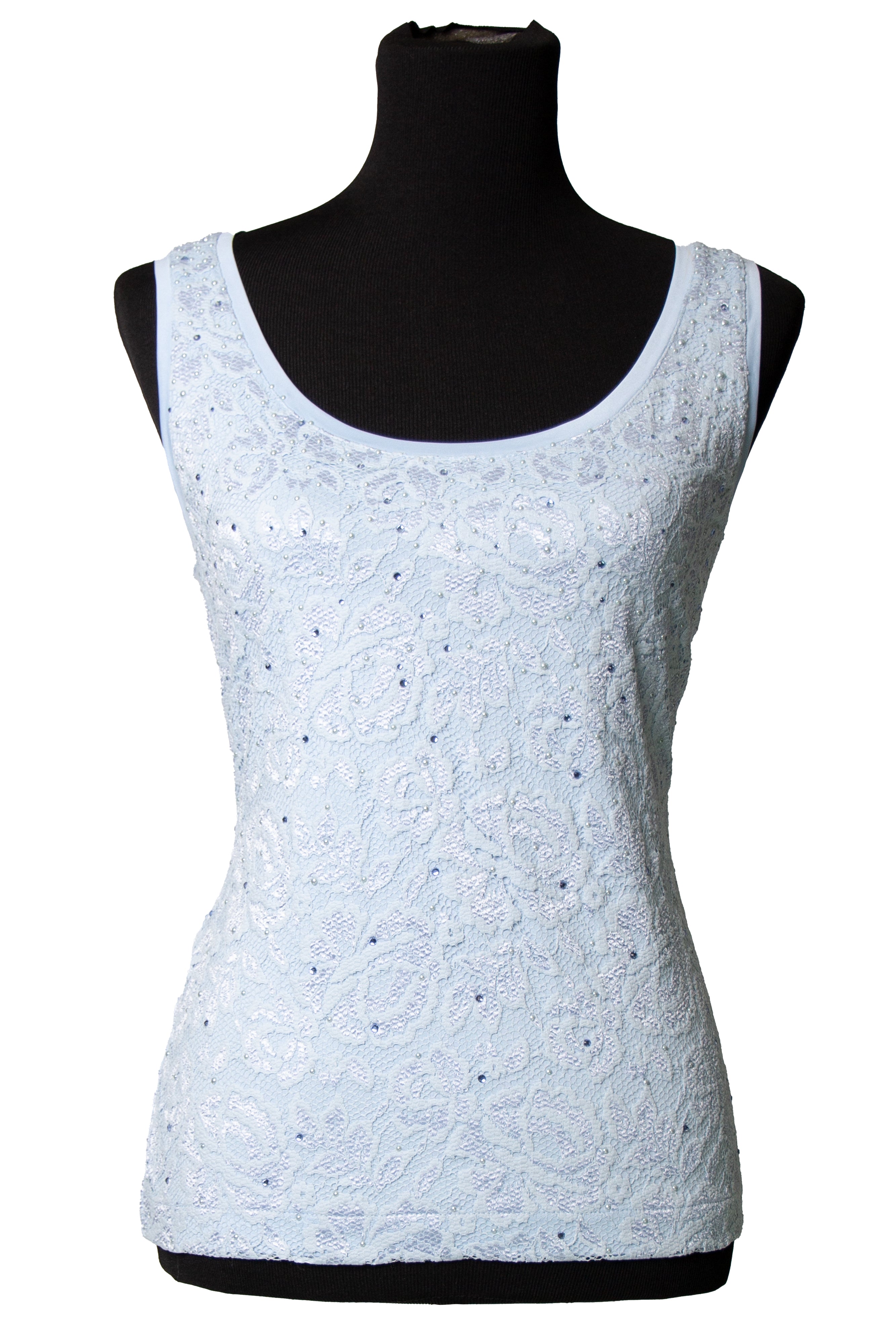 Rose Lace Pearl Tank - W842P006