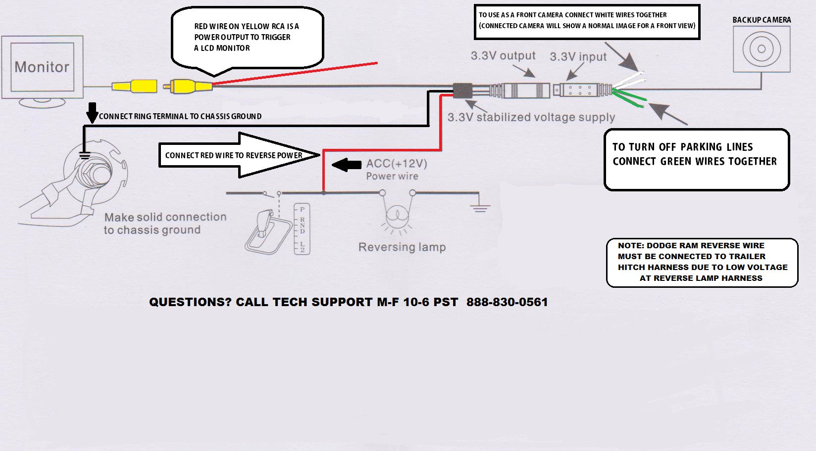 4 wire backup camera diagram