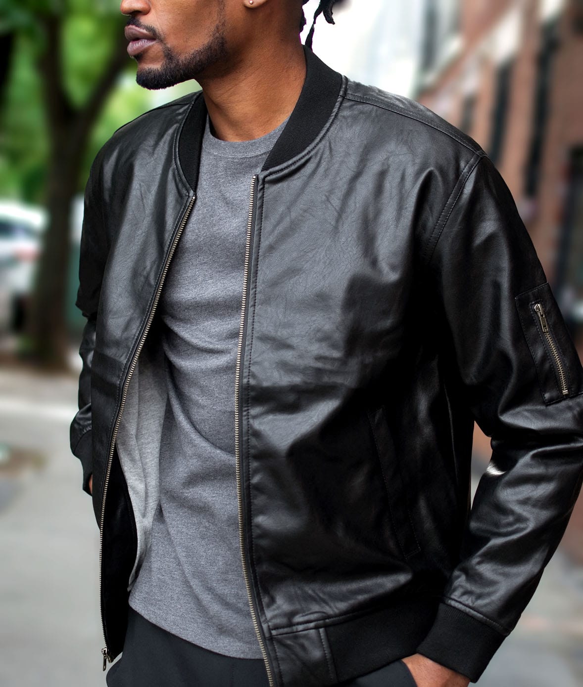 Apparel Leather Recycled Bomber Jacket