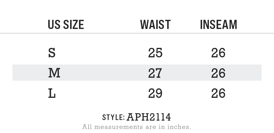 MNB-APH2114 - Women's Highwaist Ziggy Zag Pocket Full Leggings Size Chart