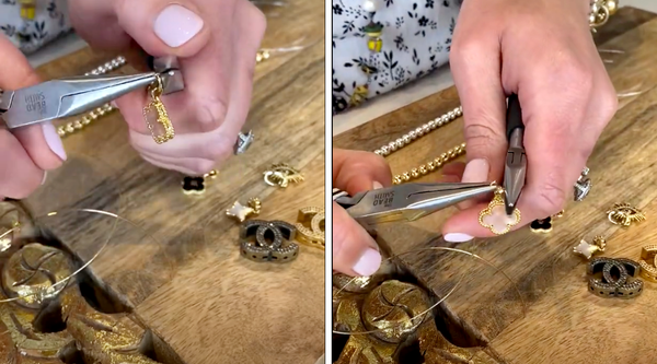 adding jump rings to charms to get them ready to add to bracelets