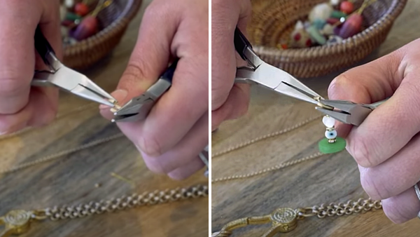 opening and closing a jewelry making jump ring with two pairs of pliers