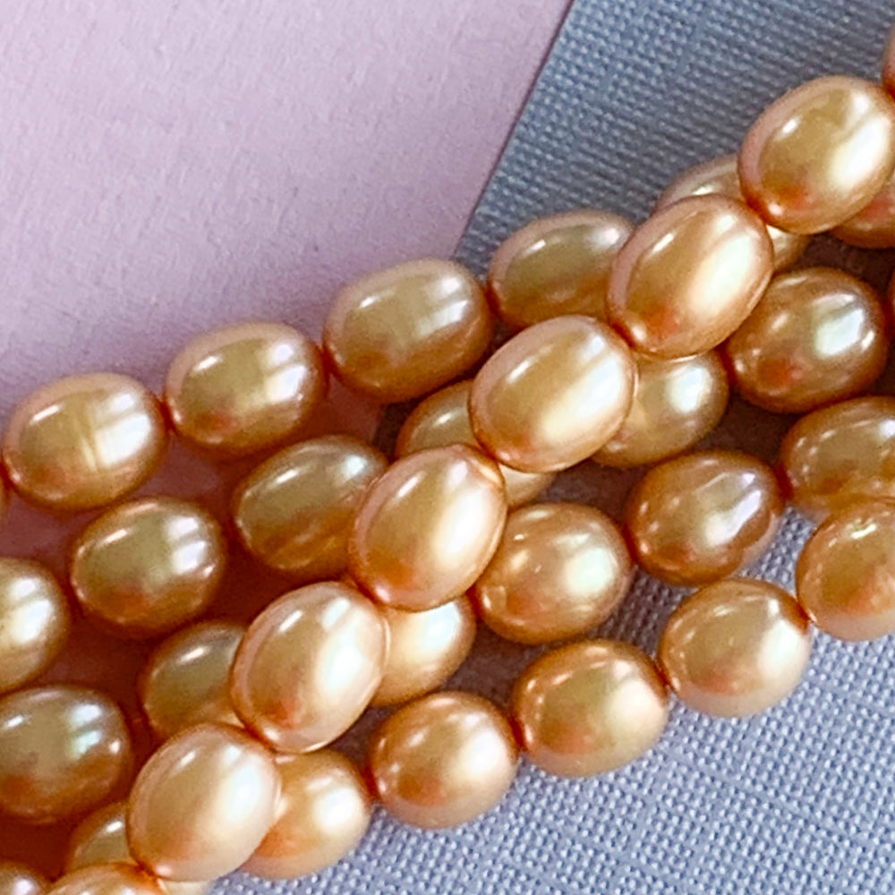 62-64 PCS/STRAND/LINE' RICE PEARLS' NATURAL FRESHWATER PEARL BEADS NAT –  Madeinindia Beads