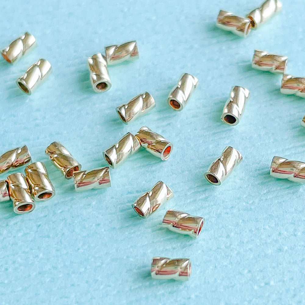 Approx. 2-Gram Bag (Over 100pcs) 2x1.2mm Brass Crimp Beads, Rose Gold