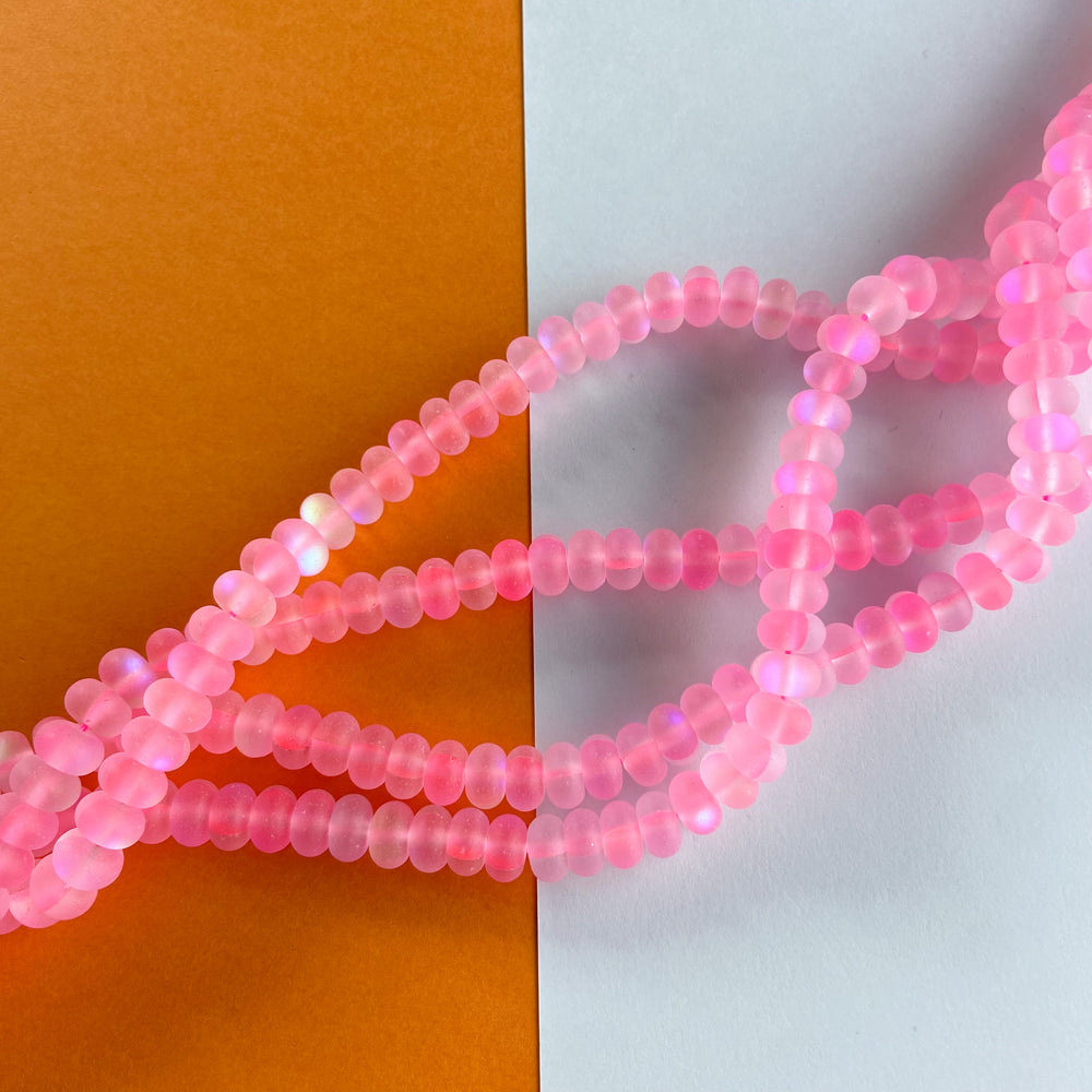 6mm Glass Rondelle beads, Pink/ Yellow Mix beads strand, spring Easter –  Casually Creative