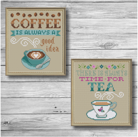Cross Stitch Pattern Pdf Coffee Cup Instant Download 