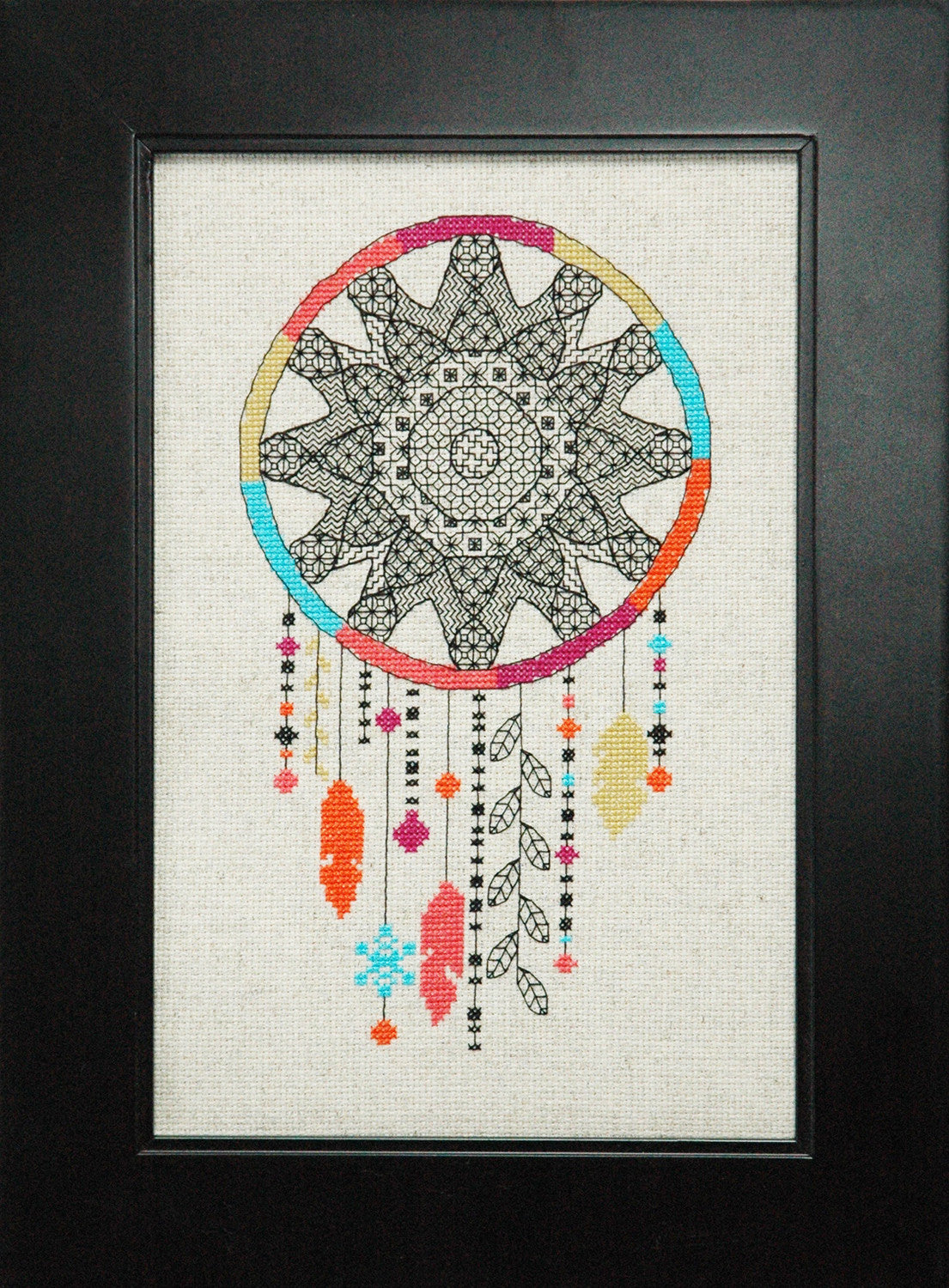 Blackwork Dream Catcher Cross Stitch Pattern Instant Download Tiny Modernist Cross Stitch