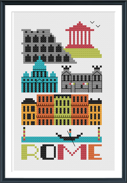 Rome Italy Cross Stitch Pattern Instant Download - Tiny ...