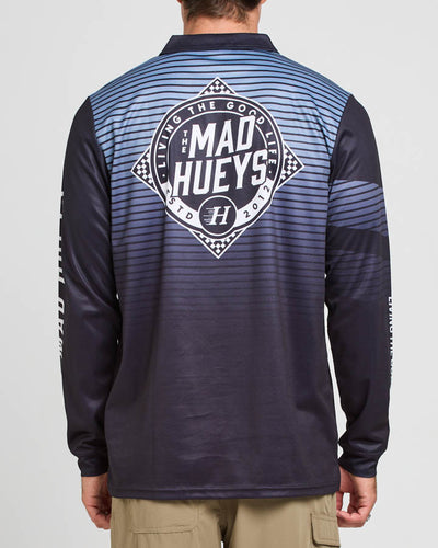 The Mad Hueys Men's Castaway Pirate Fishing Jersey Black S