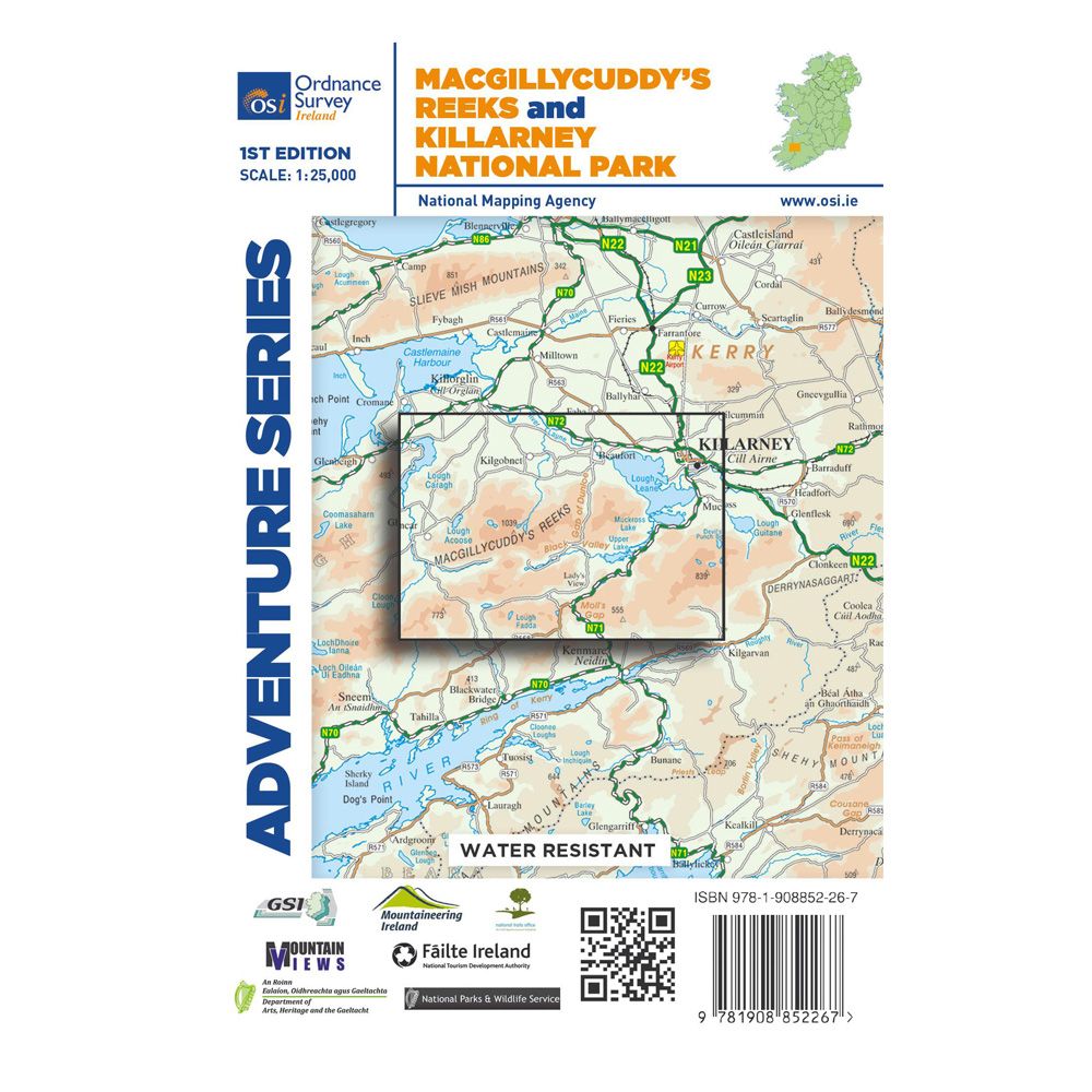 Ordnance Survey Ireland Adventure Series Maps Outdoor Sports   Av Reeks B 032165 