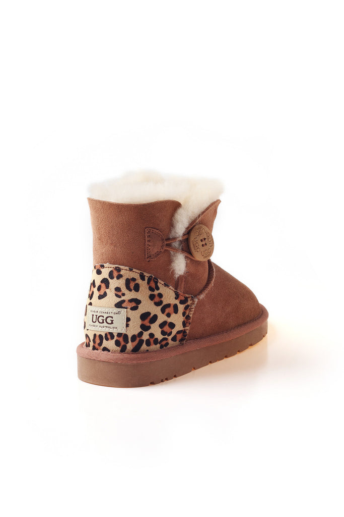 UGG MINI BUTTON BOOTS WITH LEOPARD 