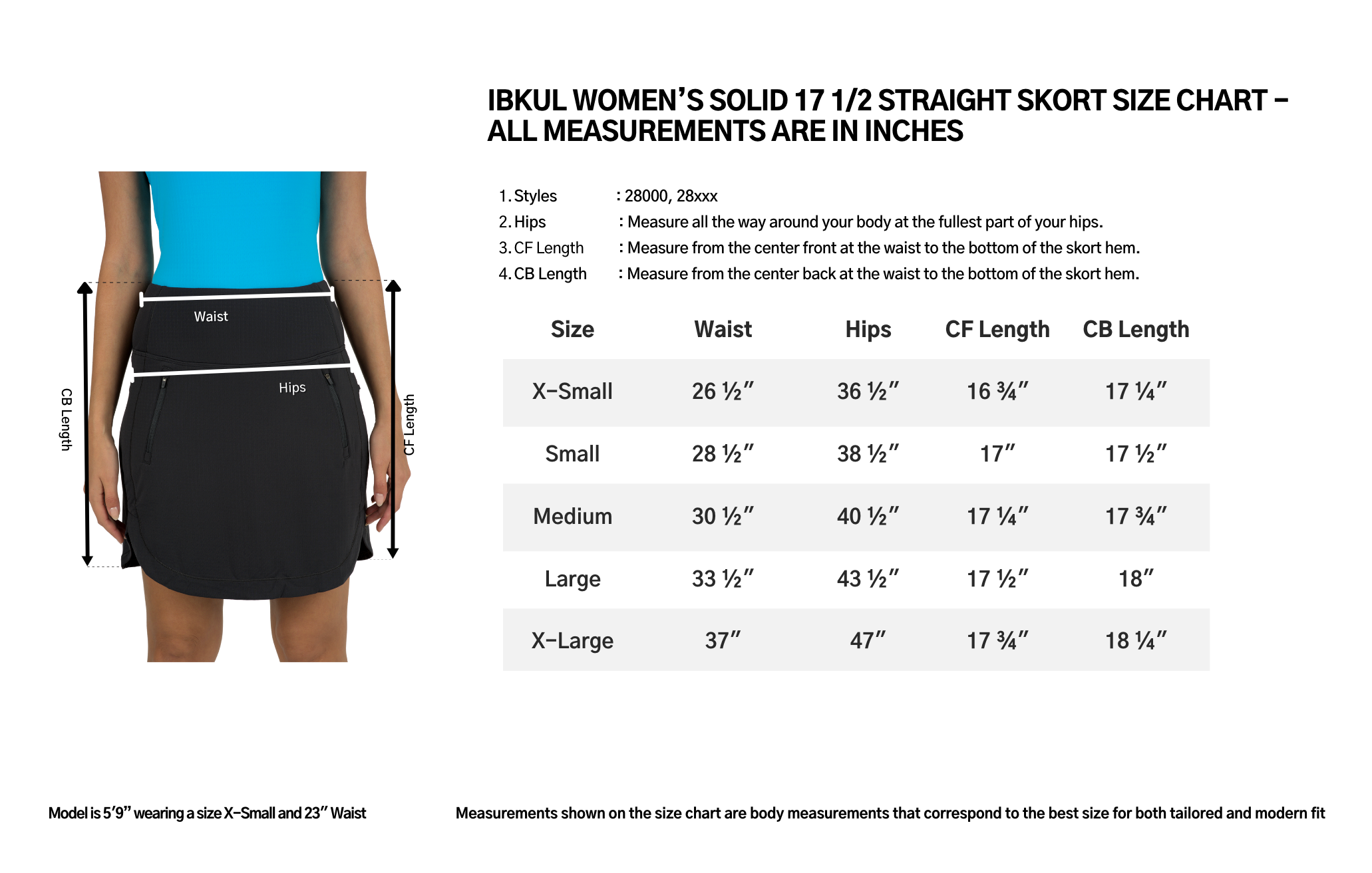 IBKUL Size Chart