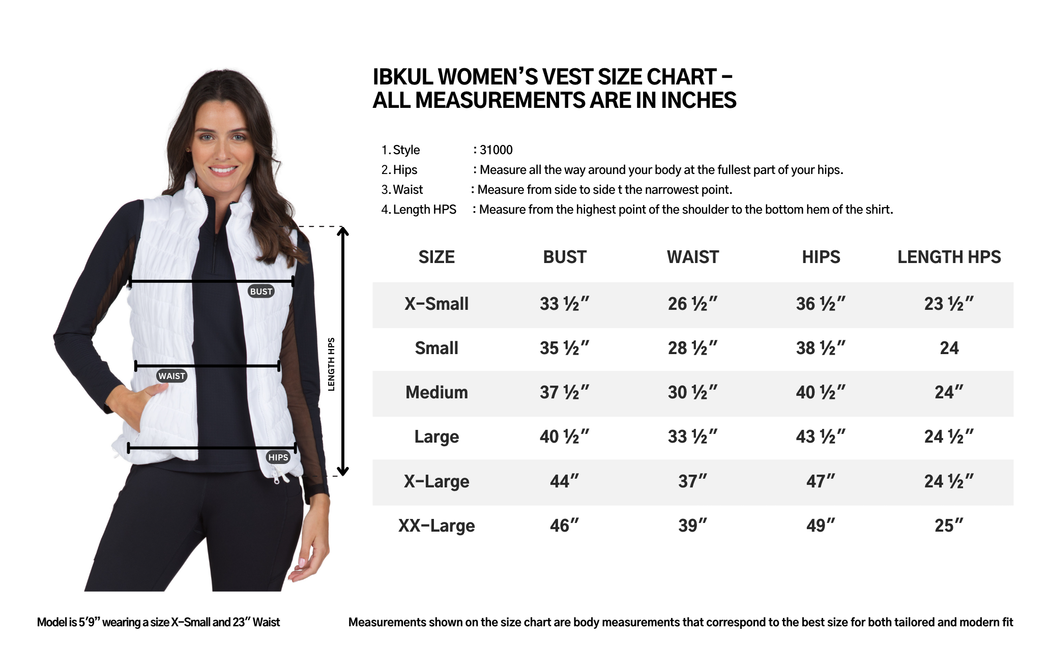 IBKUL Size Chart 31000