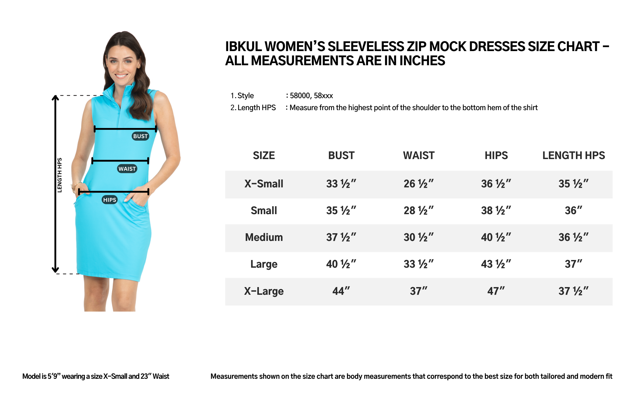 IBKUL Size Chart 58xxx