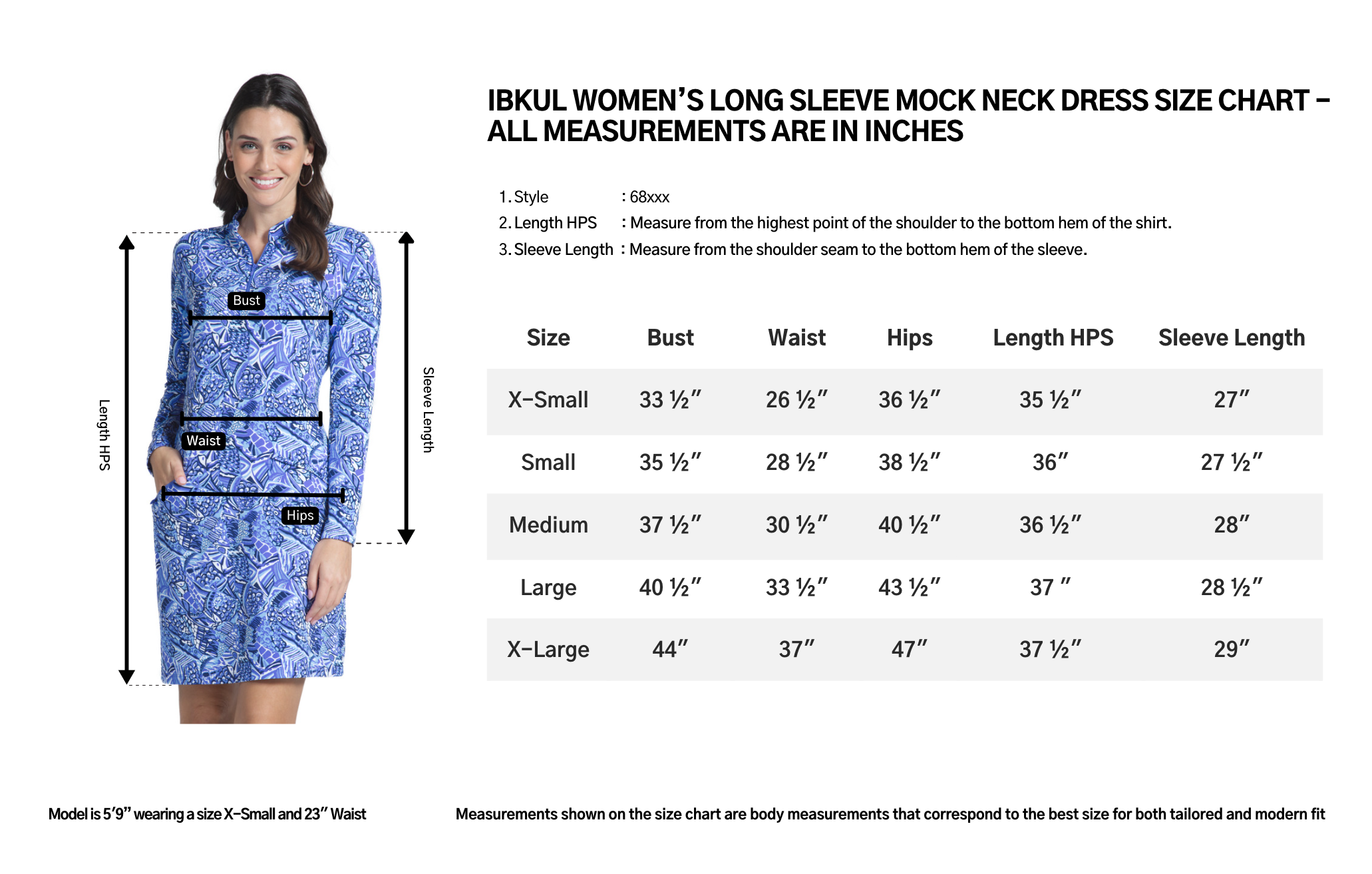 IBKUL Size Chart 68xxx