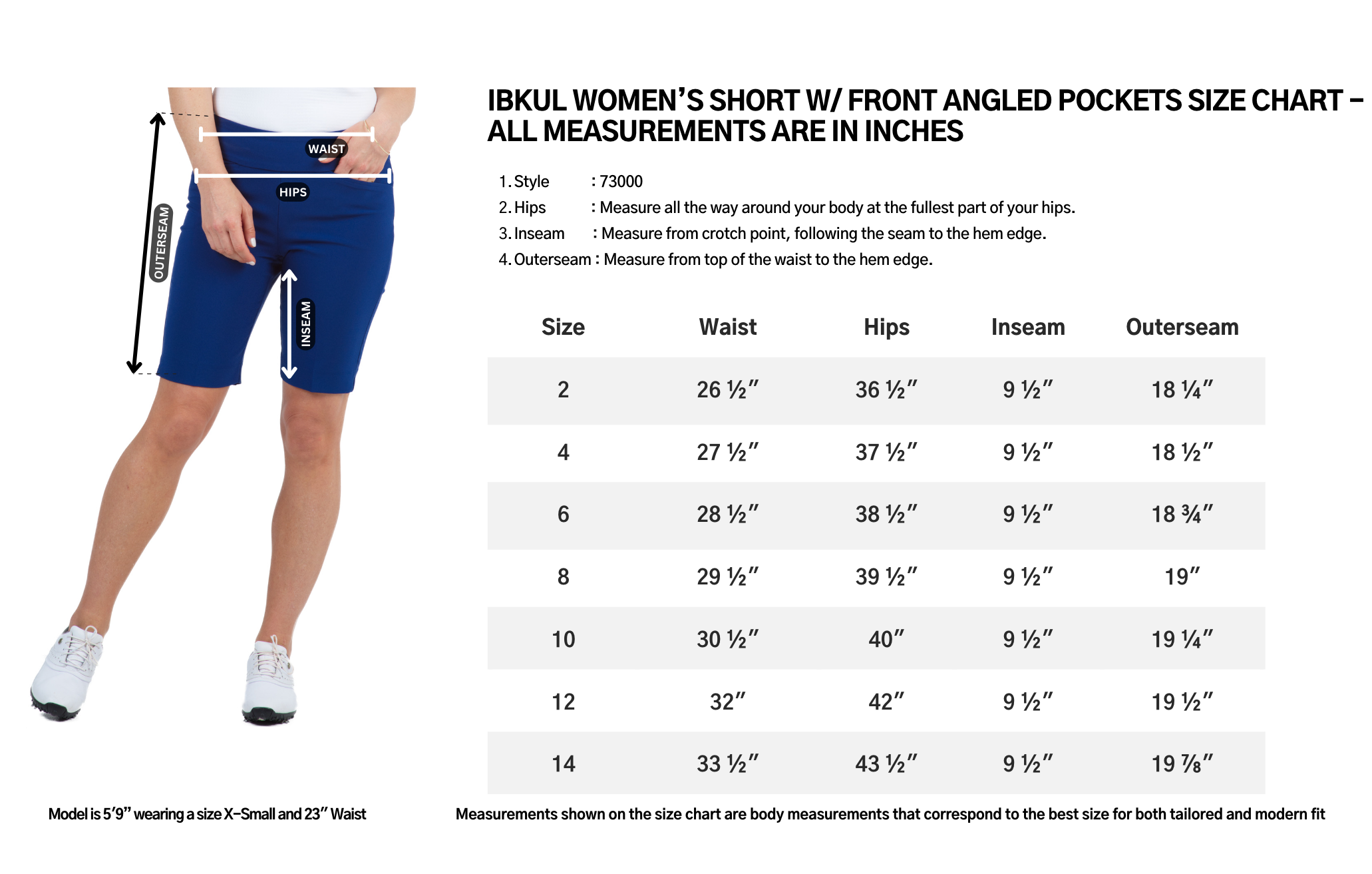 IBKUL Size Chart 73xxx