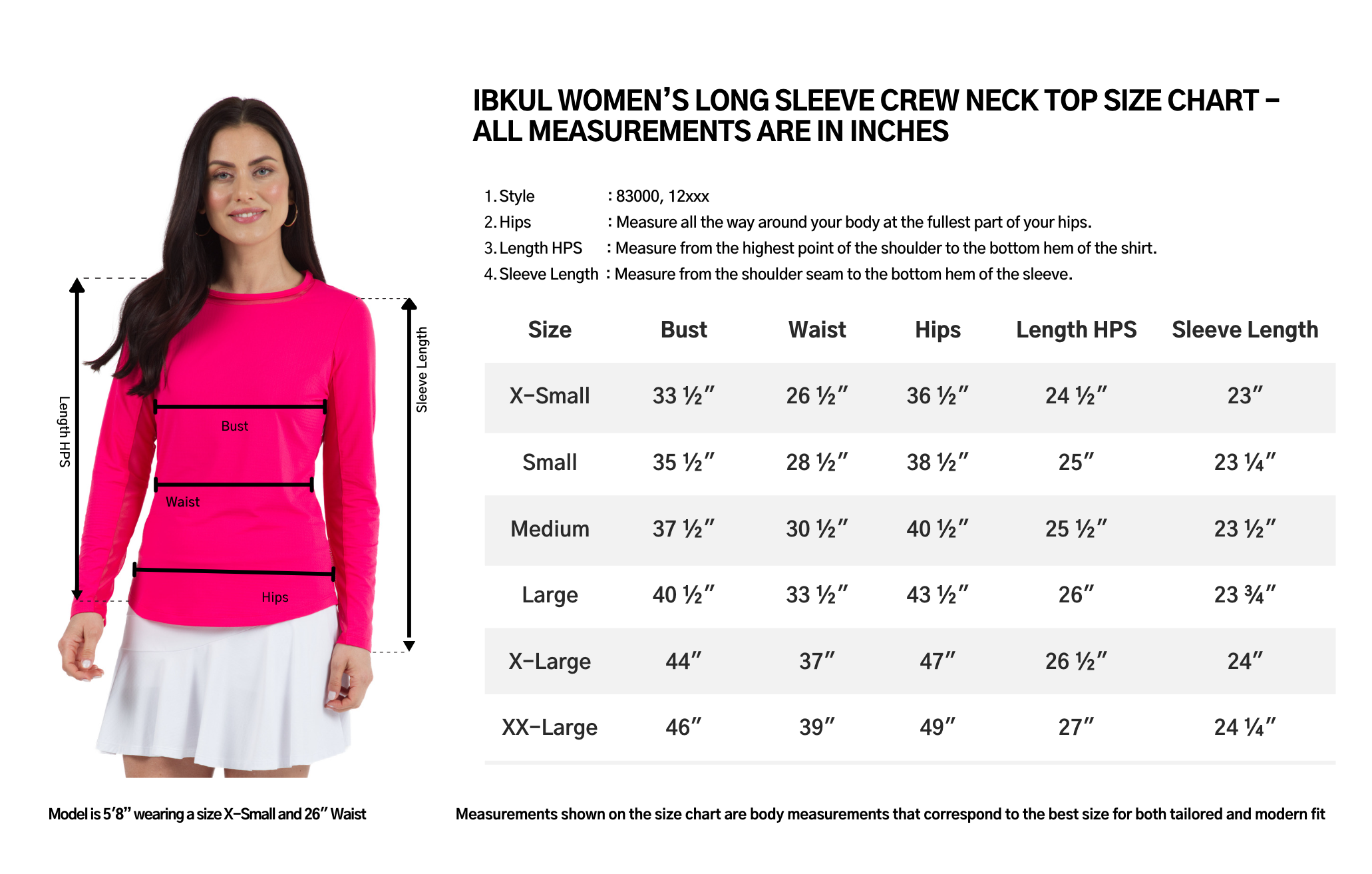 IBKUL Size Chart 83000