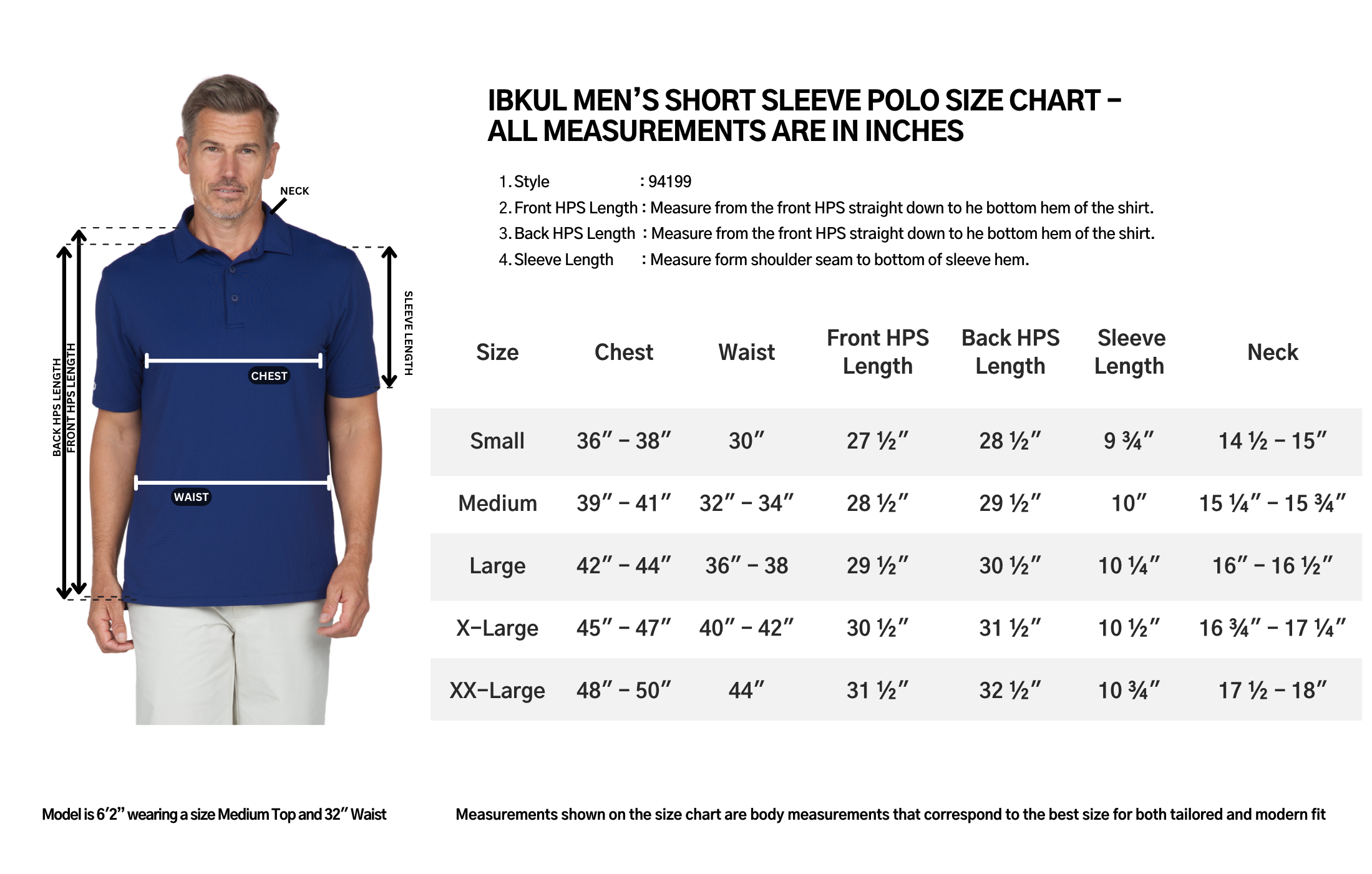 IBKUL Size Chart 94xxx