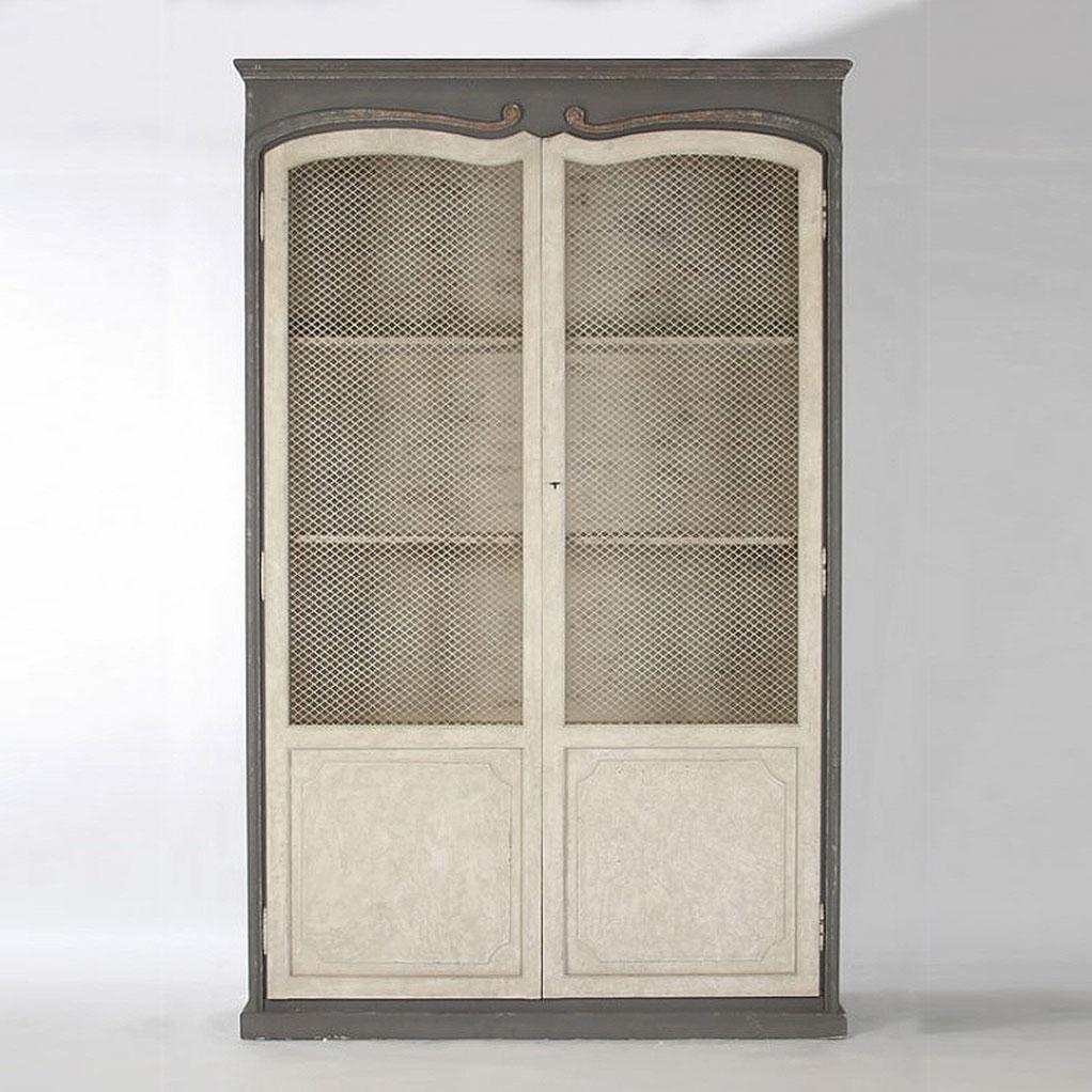 Large Vintage Look Cabinet With Wire Mesh Global Home