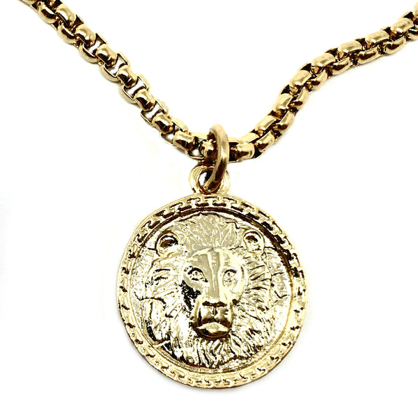 Intrépide Lion Coin Necklace - 14K gold 