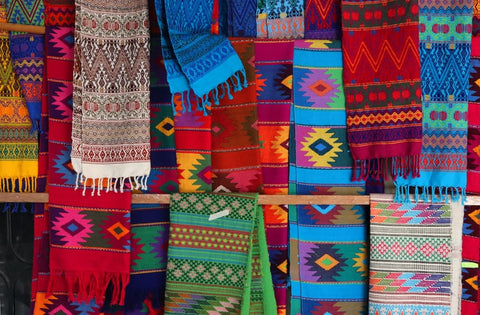 Multi-coloured slow fashion produced scarfs