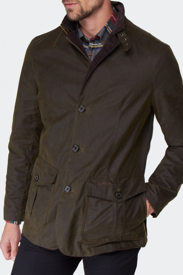 barbour lutz wax jacket in green