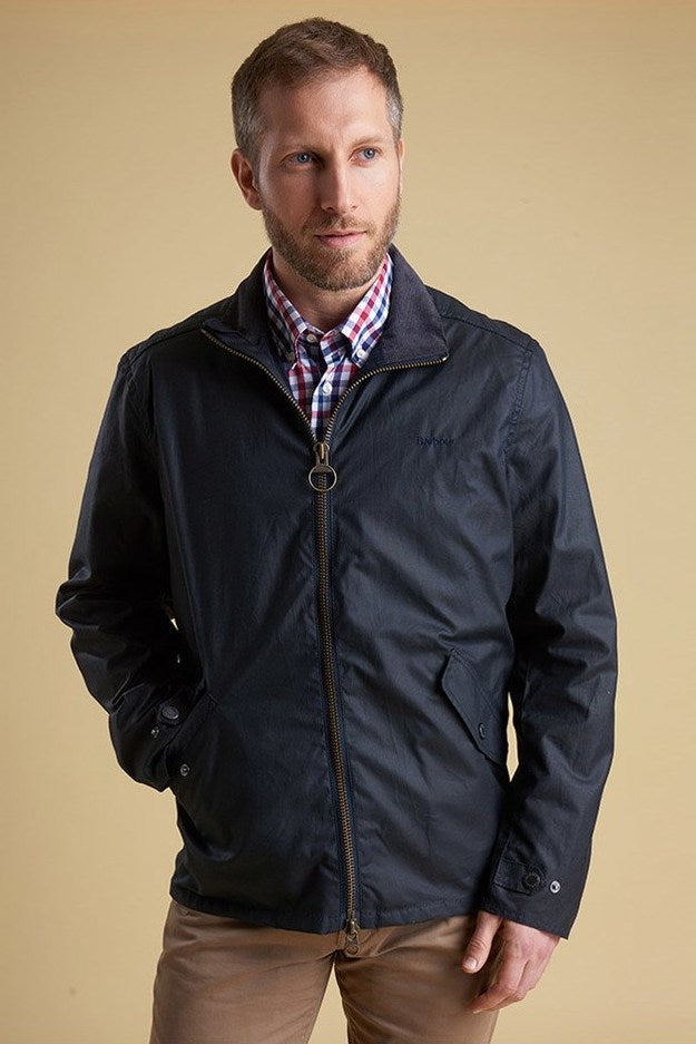 mens navy barbour wax jacket