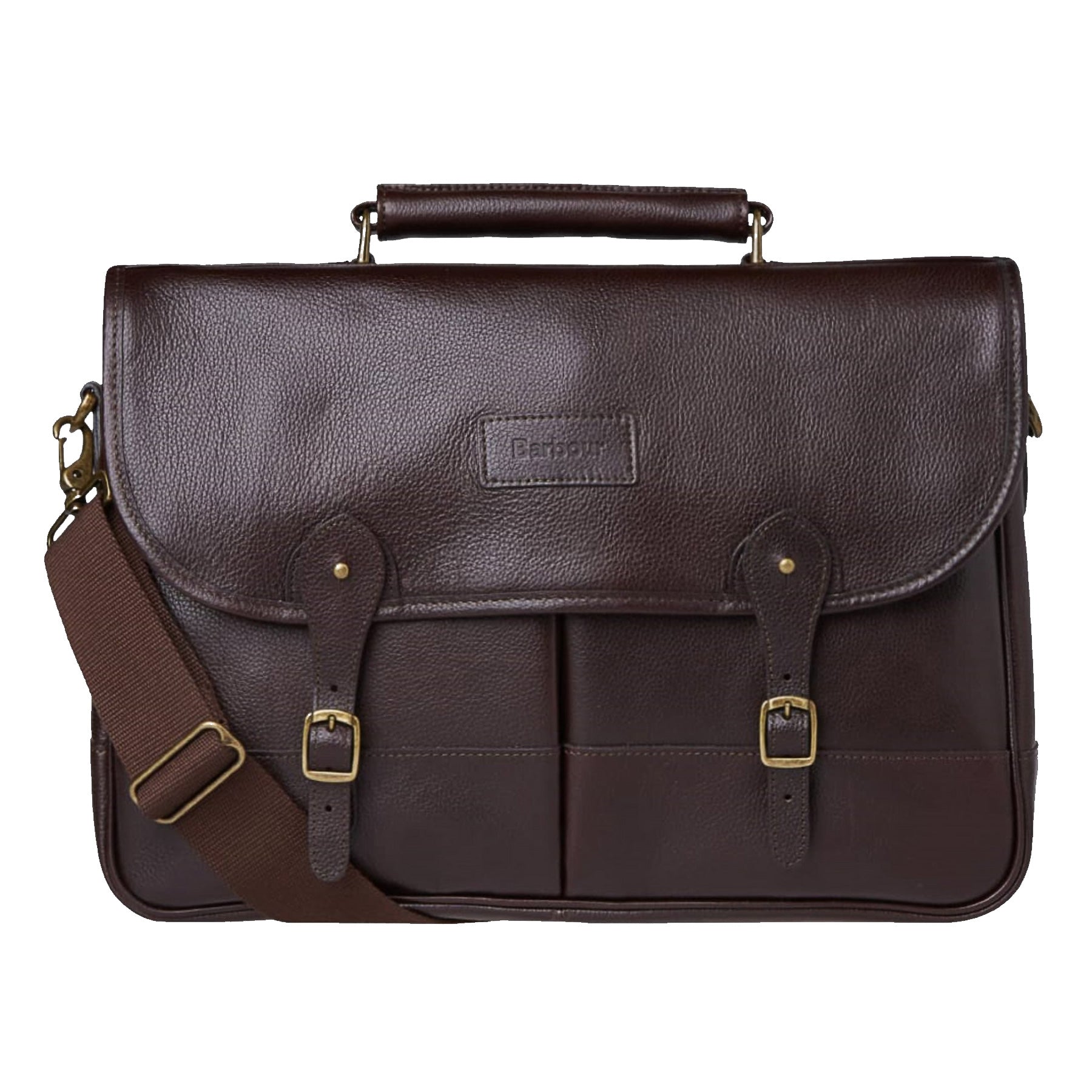 barbour leather briefcase dark brown