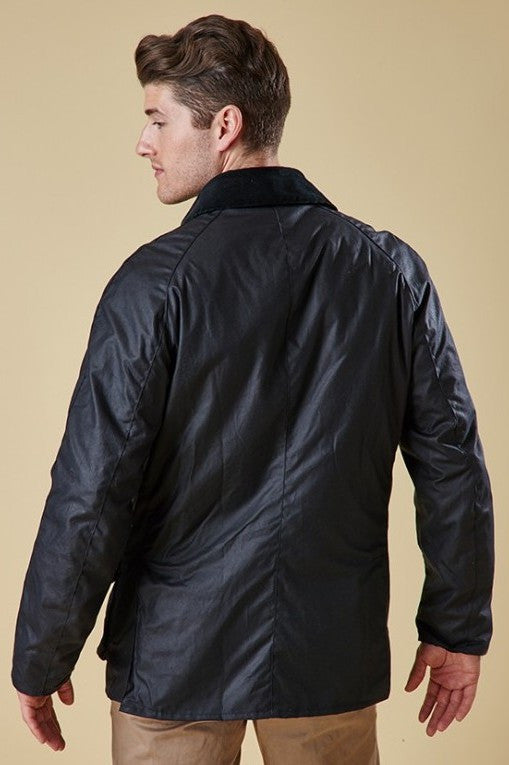 mens navy barbour wax jacket