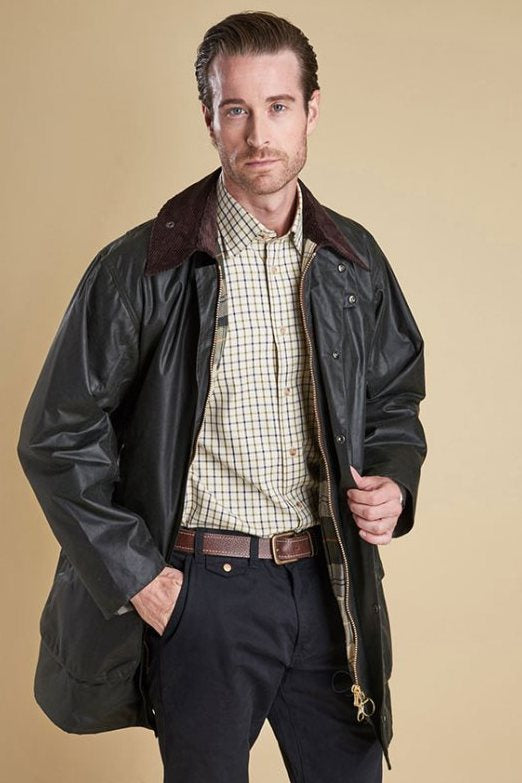 barbour green wax jacket mens