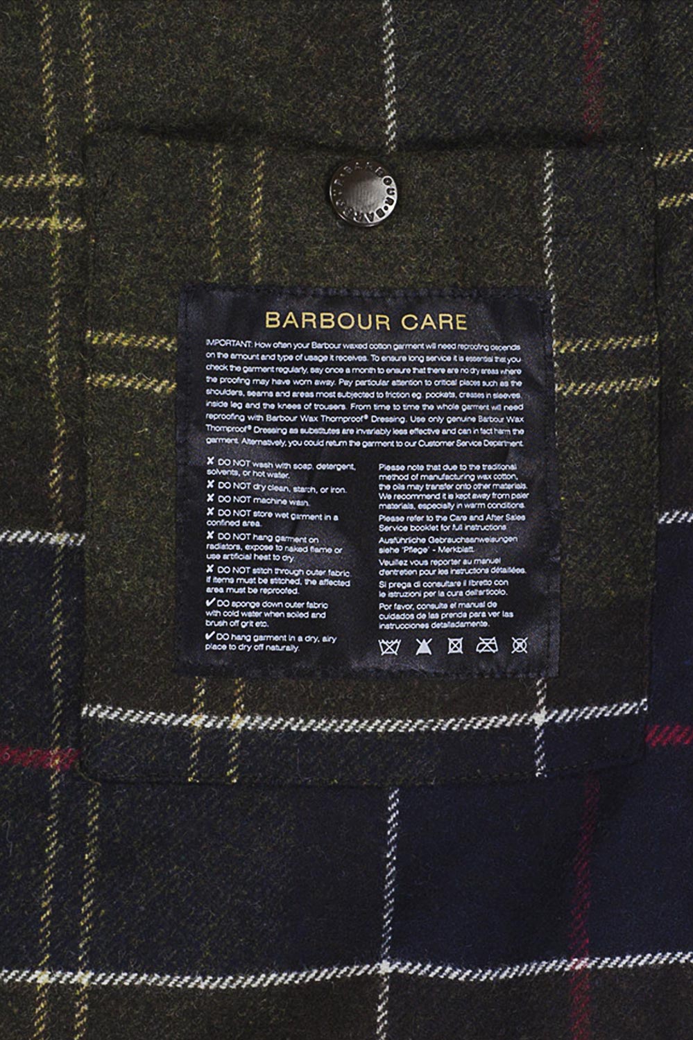 barbour jacket care instructions