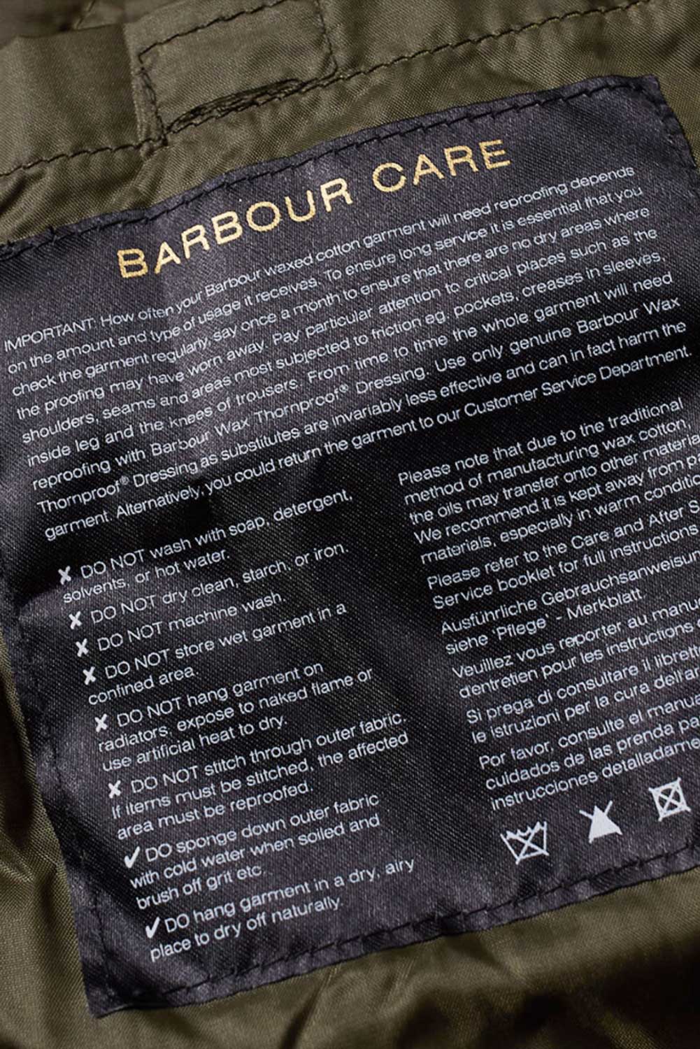 barbour care instructions